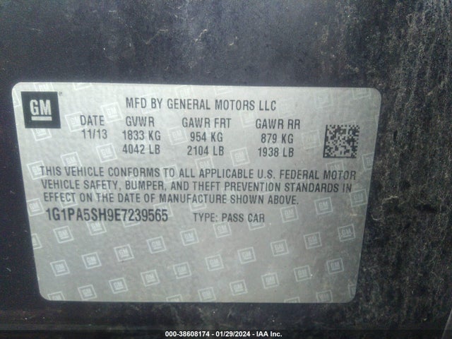 Chevrolet Cruze Ls Auto 2014 1G1PA5SH9E7239565 Image 9