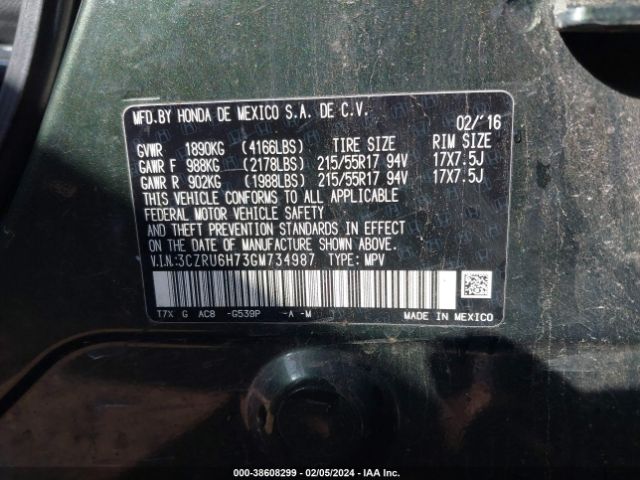 3CZRU6H73GM734987 Honda Hr-v Ex-l