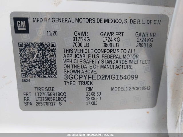 Chevrolet Silverado 1500 4wd  Short Bed Lt Trail Boss 2021 3GCPYFED2MG154099 Image 9