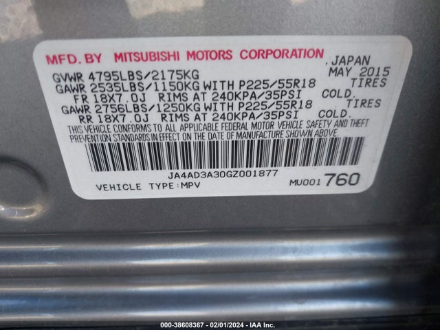 Mitsubishi Outlander Se 2016 JA4AD3A30GZ001877 Image 9