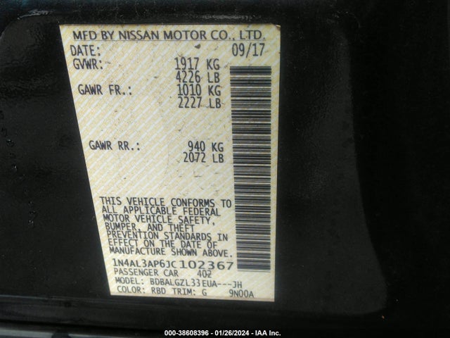 Nissan Altima 2.5 S 2018 1N4AL3AP6JC102367 Image 9
