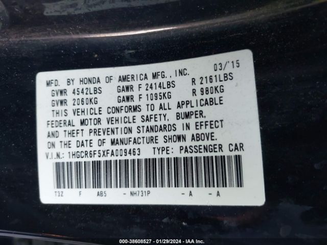 1HGCR6F5XFA009463 Honda Accord Hybrid Ex-l
