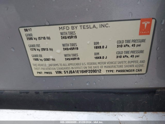 5YJSA1E16HF209012 Tesla Model S 60/75