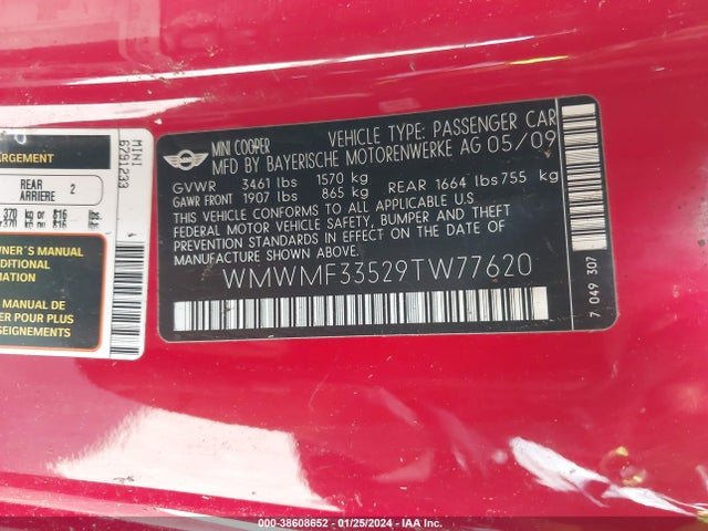 2009 MINI COOPER WMWMF33529TW77620 Photo 8