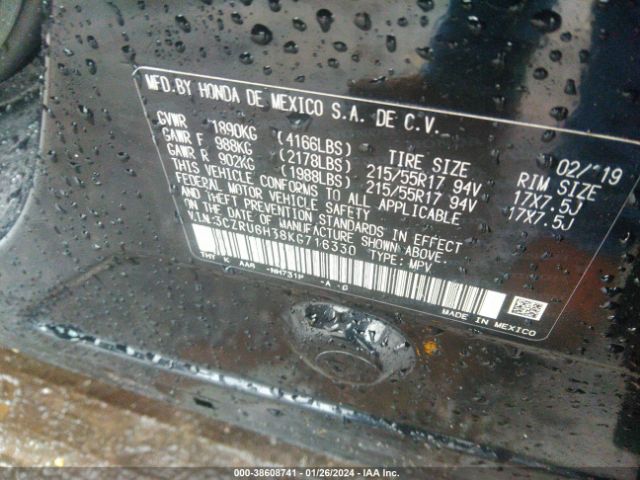 3CZRU6H38KG716330 Honda HR-V LX