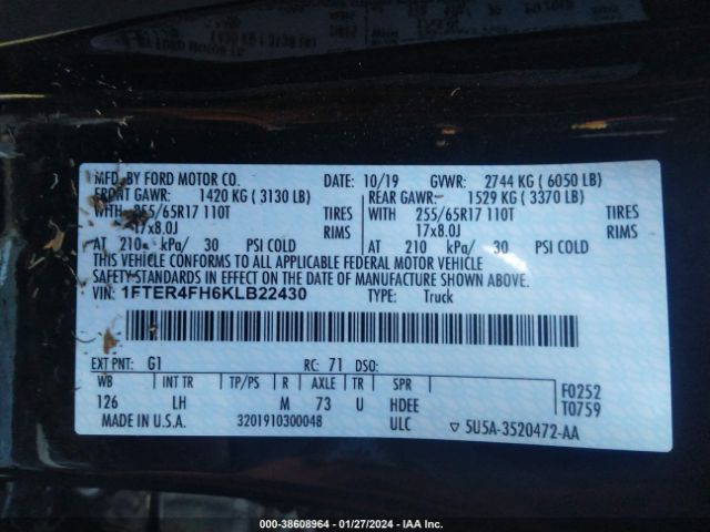 2019 FORD RANGER 1FTER4FH6KLB22430 Photo 8