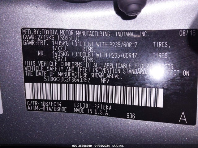 Toyota Sienna Le 8 Passenger 2015 5TDKK3DC2FS643352 Image 9