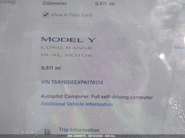 7SAYGDEEXPA176124 Tesla Model Y