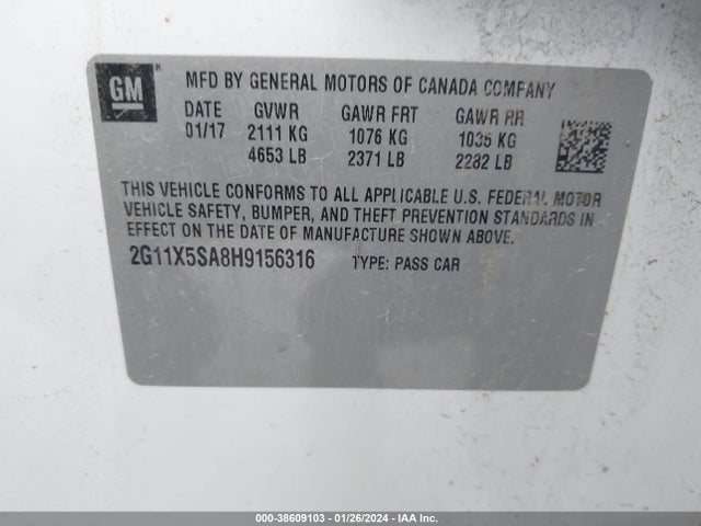 Chevrolet Impala 1fl 2017 2G11X5SA8H9156316 Image 9