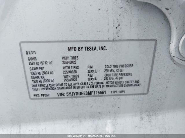 5YJYGDEE8MF115561 Tesla Model Y Long Range Dual Motor All-wheel Drive