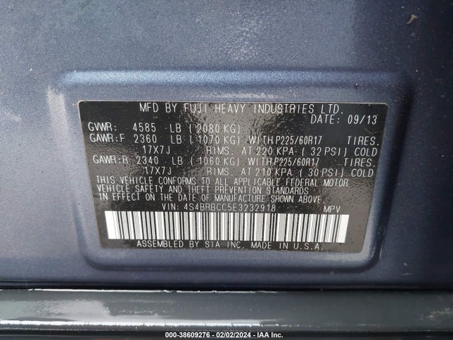 Subaru Outback 2.5i Premium 2014 4S4BRBCC5E3232918 Image 9