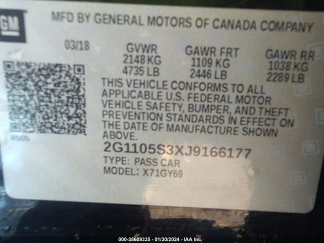 2G1105S3XJ9166177 Chevrolet IMPALA 1LT