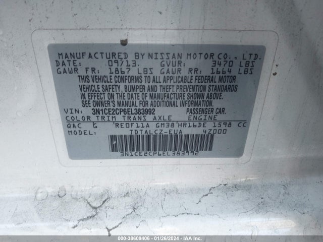 2014 NISSAN VERSA NOTE S PLUS VIN: 3N1CE2CP6EL383992