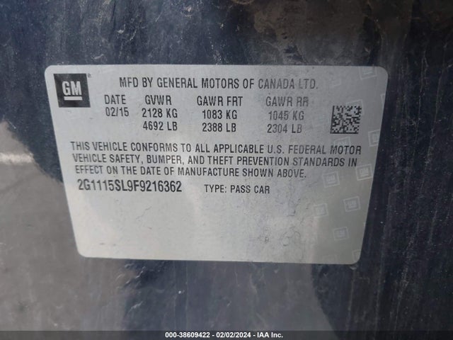 Chevrolet IMPALA 1LT 2015 2G1115SL9F9216362 Image 9