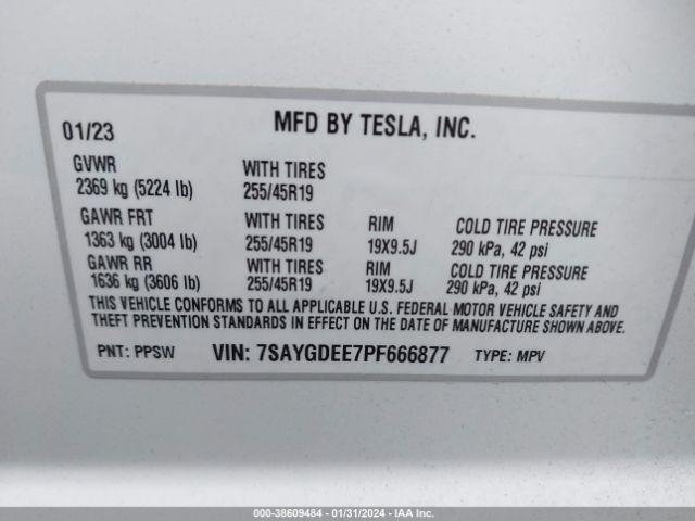 2023 TESLA MODEL Y 7SAYGDEE7PF666877 Photo 8