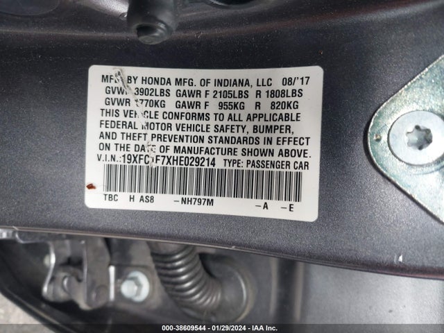 Honda Civic Ex-l 2017 19XFC1F7XHE029214 Image 9