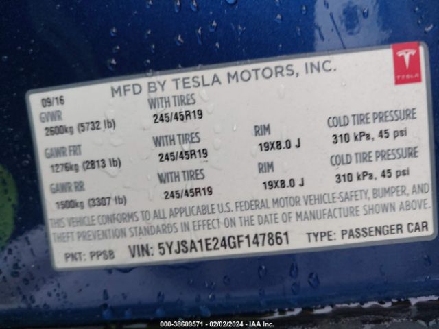 5YJSA1E24GF147861 Tesla Model S 60d/70d/75d/85d/90d