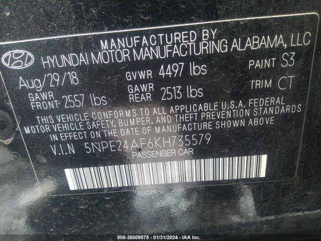 Hyundai SONATA SE 2019 5NPE24AF6KH735579 Image 9