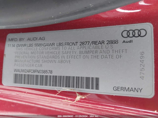 Audi S7 4.0t 2015 WAUW2AFC8FN038578 Image 9