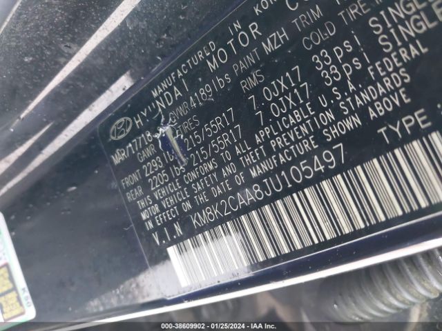 KM8K2CAA8JU105497 Hyundai Kona Sel