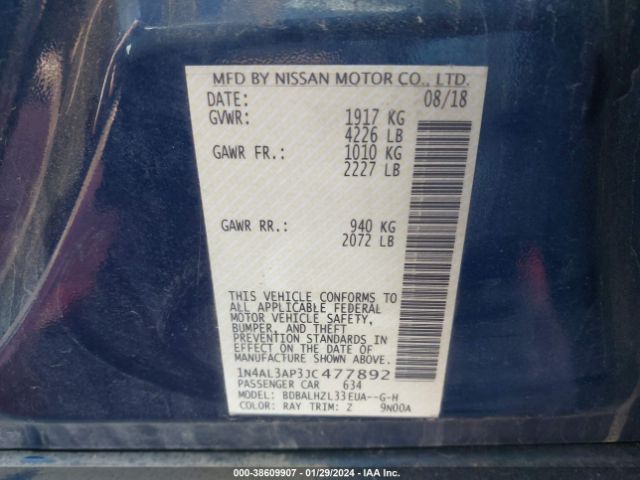 1N4AL3AP3JC477892 Nissan Altima 2.5 Sr