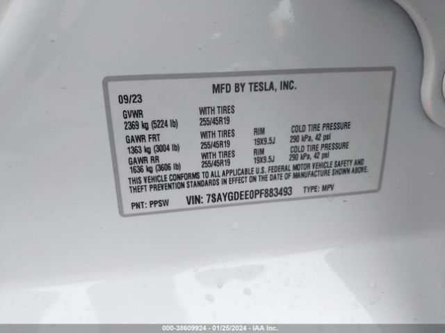 7SAYGDEE0PF883493 Tesla Model Y