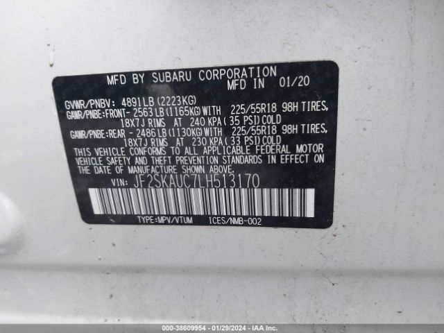 JF2SKAUC7LH513170 Subaru Forester Limited