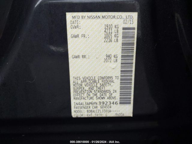1N4AL3AP6FN392346 Nissan ALTIMA