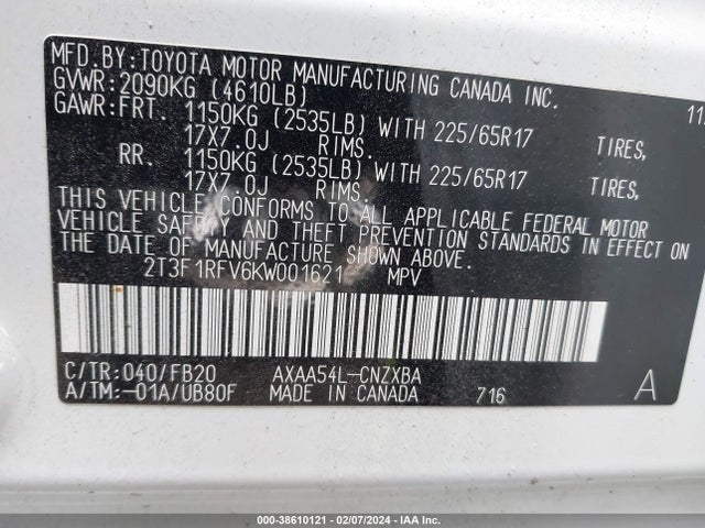 Toyota RAV4 LE 2019 2T3F1RFV6KW001621 Image 9