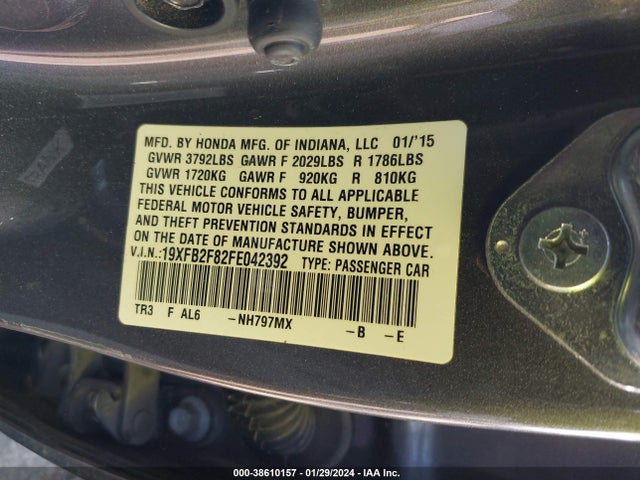 Honda CIVIC EX 2015 19XFB2F82FE042392 Image 9