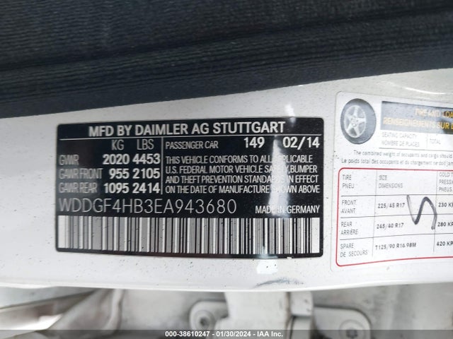 WDDGF4HB3EA943680 Mercedes-Benz C 250 Luxury/sport