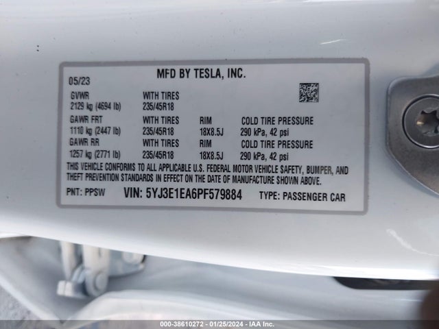 Tesla Model 3 Rear-wheel Drive 2023 5YJ3E1EA6PF579884 Image 9