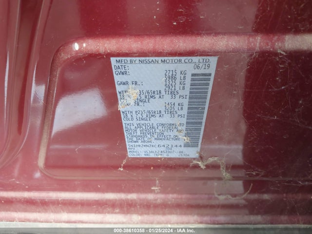 Nissan Pathfinder Sv 2019 5N1DR2MN2KC642144 Image 9