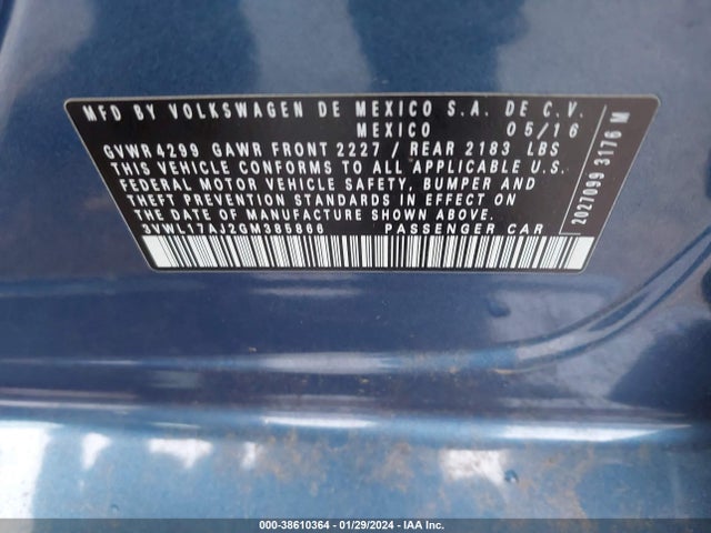 3VWL17AJ2GM385866 Volkswagen Jetta 1.8t Sel