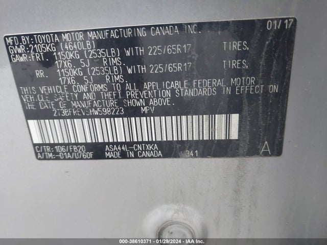 Toyota RAV4 LE 2017 2T3BFREV5HW598223 Image 9