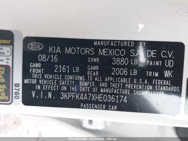 KIA FORTE LX 2017 3KPFK4A7XHE036174 Image 9