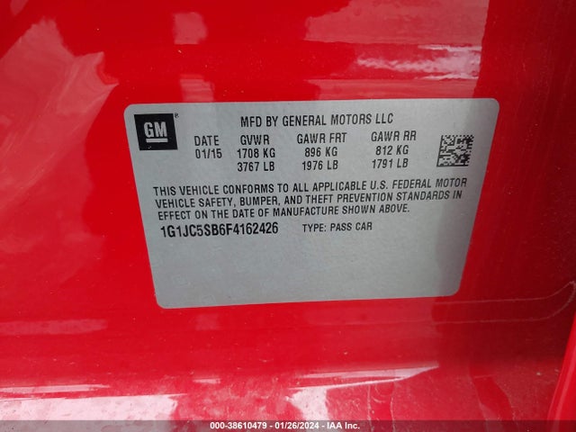 Chevrolet Sonic Lt Auto 2015 1G1JC5SB6F4162426 Image 9
