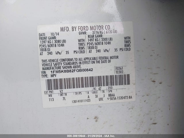 Ford Explorer 2015 1FM5K8B82FGB00842 Image 9