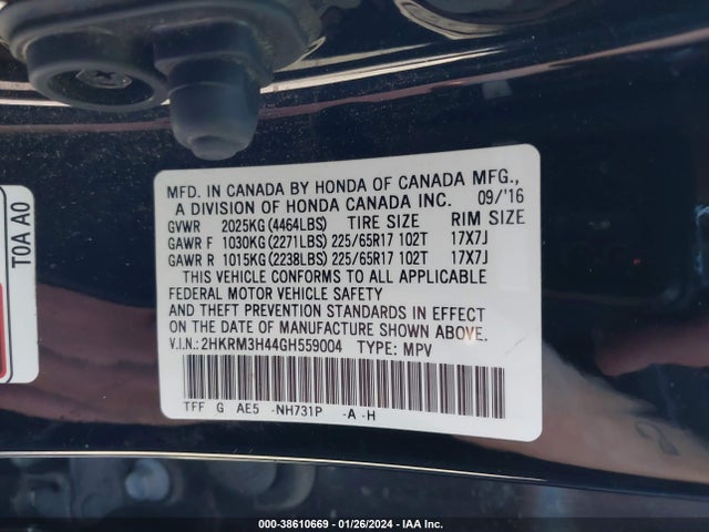 Honda CR-V SE 2016 2HKRM3H44GH559004 Image 9