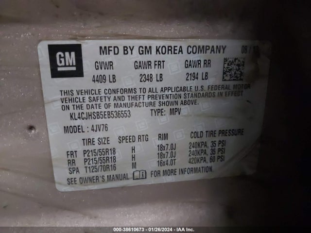 Продаж на аукціоні авто 2014 Buick Encore Premium, vin: KL4CJHSB5EB536553, номер лоту: 38610673