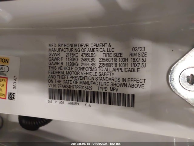Honda Cr-v Ex-l Awd 2023 7FARS4H77PE015489 Image 9