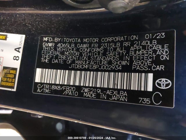 Toyota Corolla Hybrid Le 2023 JTDBCMFE8PJ002934 Image 9