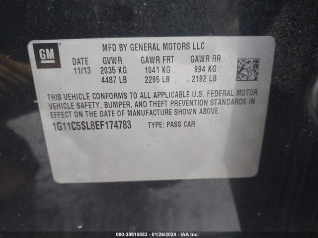 Chevrolet MALIBU 1LT 2014 1G11C5SL8EF174783 Image 9
