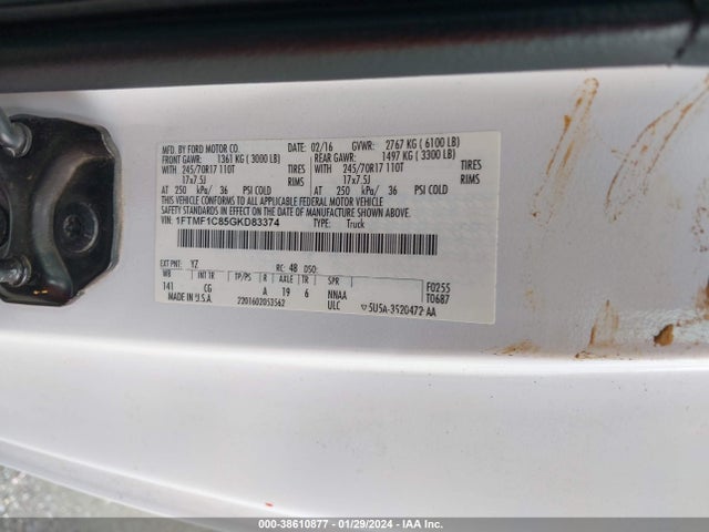 Ford F-150 Xl 2016 1FTMF1C85GKD83374 Image 9