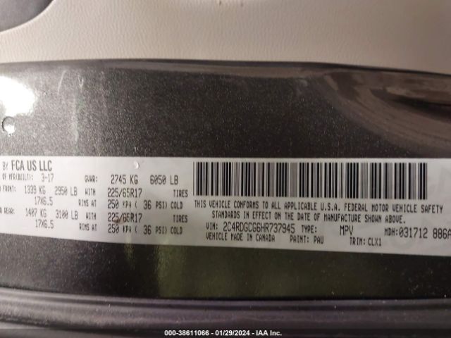 2017 DODGE GRAND CARAVAN 2C4RDGCG6HR737945 Photo 8