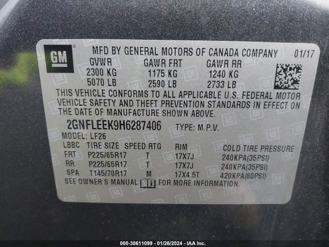 Chevrolet EQUINOX LS 2017 2GNFLEEK9H6287406 Image 9