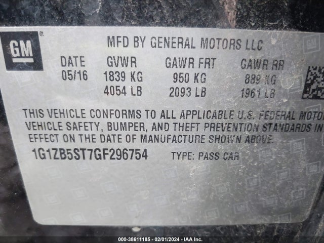 Chevrolet MALIBU LS 2016 1G1ZB5ST7GF296754 Image 9