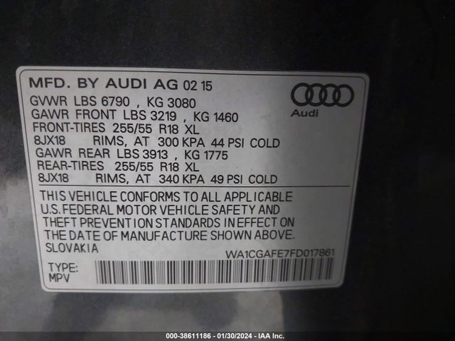 WA1CGAFE7FD017861 Audi Q7 3.0t Premium