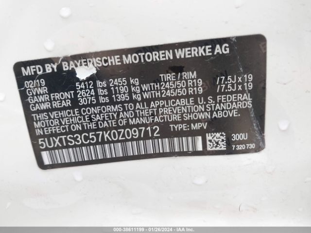 5UXTS3C57K0Z09712 BMW X3 M40i