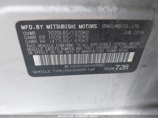 ML32A3HJ4HH009997 Mitsubishi MIRAGE ES